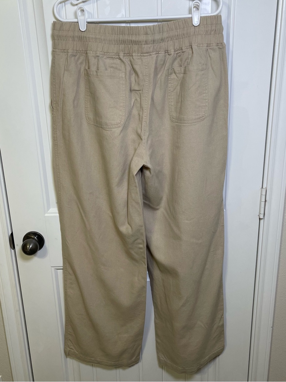 WILLIT Women’s XL Wide Leg Linen-Cotton Pants in Light Beige Drawstring Elastic - Picture 2 of 6